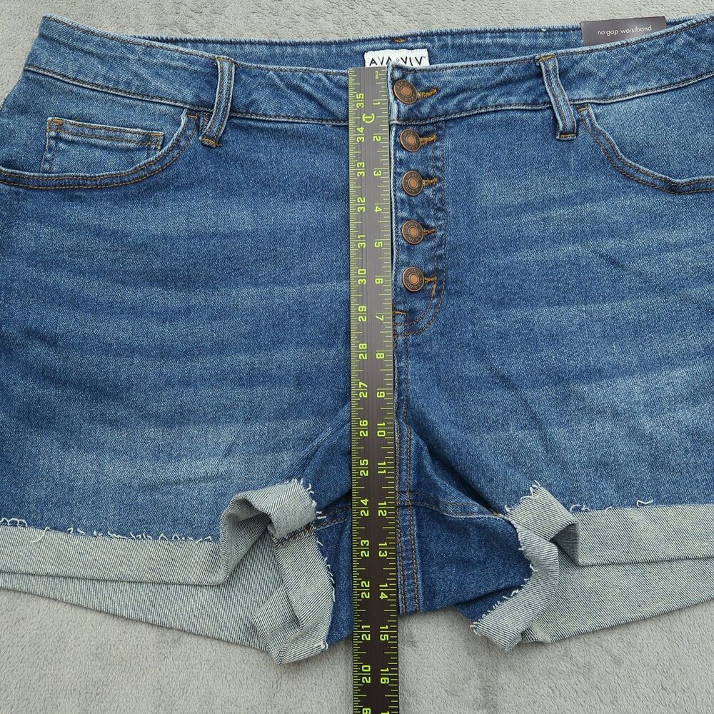 AVA VIV Denim Shorts Womens Size 20W Blue Mid-Rise Button Fly Stretch 4"-Inseam - Picture 5 of 13